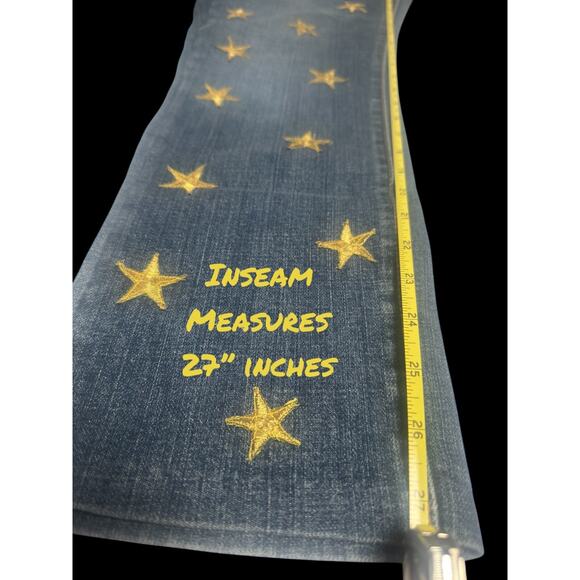 "the DIVA" Womens JEANS with STRETCH Game~Day Party GLAM EMBELLISHED GOLD STARS - Picture 11 of 13